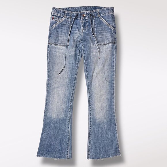Gap 1969 Bootcut Low Rise Jeans Blue Distressed Hem Y2K Size 4 - Picture 1 of 9